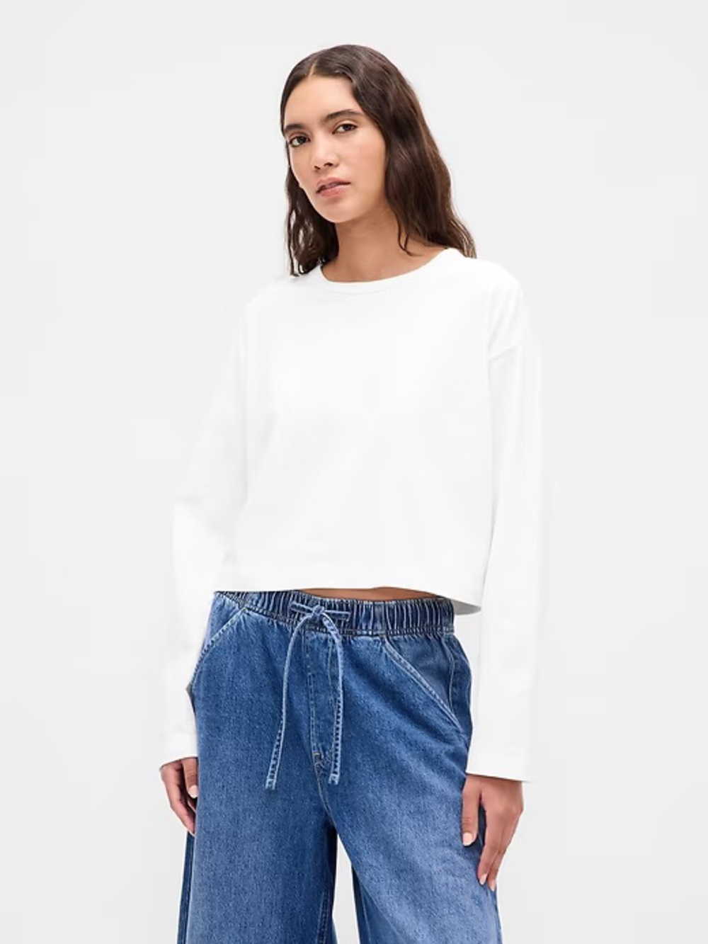 Gap Heavyweight Crop T-Shirt, Fresh White, Medium Tall